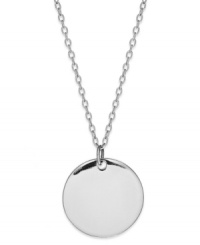 Poilsh your look. A simple, silver disc makes a shimmering statement on this sophisticated Giani Bernini pendant. Set in sterling silver. Approximate length: 18 inches. Approximate drop: 1/2 inch. Poilsh your look. A simple, silver disc makes a shimmering statement on this sophisticated Giani Bernini pendant. Set in sterling silver. Approximate length: 18 inches. Approximate drop: 1/2 inch.
