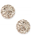 Dazzling blush-tone crystal accents stun on these button earrings by Givenchy. Crafted in imitation rhodium mixed metal. Approximate diameter: 1/2 inch.