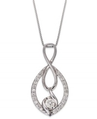 Everlasting elegance. Sirena's necklace features a infinity-sign-shaped pendant adorned with full-cut diamonds (1/3 ct. t.w.) for a glamorous touch. Set in 14k white gold. Approximate length: 18 inches. Approximate drop: 1/2 inch. Everlasting elegance. Sirena's necklace features a infinity-sign-shaped pendant adorned with full-cut diamonds (1/3 ct. t.w.) for a glamorous touch. Set in 14k white gold. Approximate length: 18 inches. Approximate drop: 1/2 inch.