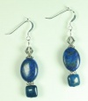 Two Stone Lapis Earrings w/Swaroski Crystal, w/Gift Box