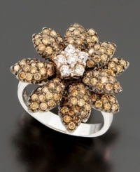 Flower power goes luxe. This elegant Le Vian design features round-cut chocolate diamonds (1-9/10 ct. t.w.) and white diamonds (1/4 ct. t.w.). Crafted in 14k white gold. Size 7. Flower power goes luxe. This elegant Le Vian design features round-cut chocolate diamonds (1-9/10 ct. t.w.) and white diamonds (1/4 ct. t.w.). Crafted in 14k white gold. Size 7.