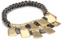 Kenneth Cole New York Modern Garnet Gold and Hematite Square Disc Half Stretch Bracelet Kenneth Cole New York Modern Garnet Gold and Hematite Square Disc Half Stretch Bracelet