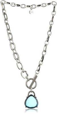 Anne Klein Evylyn Silver-Tone Teal Toggle Pendant Necklace Anne Klein Evylyn Silver-Tone Teal Toggle Pendant Necklace