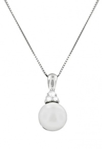 Effy Jewlery 14K White Gold Pearl and Diamond Pendant, .07 TCW