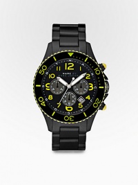 A superb everyday style unites a functional chronograph dial with a silicone bracelet and Marc's signature modern details. Round bezel Quartz movement Three-eye chronograph functionality Water resistant to 5 ATM Date function at 4 o'clock Second hand Stainless steel case: 40mm (1.57) Silicone bracelet: 22mm (0.87) Deployment clasp Imported A superb everyday style unites a functional chronograph dial with a silicone bracelet and Marc's signature modern details. Round bezel Quartz movement Three-eye chronograph functionality Water resistant to 5 ATM Date function at 4 o'clock Second hand Stainless steel case: 40mm (1.57) Silicone bracelet: 22mm (0.87) Deployment clasp Imported