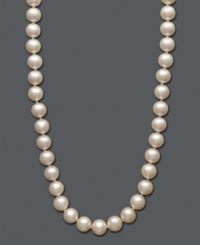 A luxurious gift to last a lifetime. Give her everlasting elegance with Belle de Mer's simple strand of Akoya cultured pearls (7-7-1/2 mm) set in 14k gold. Approximate length: 18 inches. A luxurious gift to last a lifetime. Give her everlasting elegance with Belle de Mer's simple strand of Akoya cultured pearls (7-7-1/2 mm) set in 14k gold. Approximate length: 18 inches.