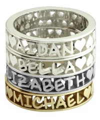 Macy Stackable Name Ring with Frame in 14k white, yellow, or rose (pink) gold, finger sizes 4 to 9