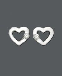 A chic open-heart design to decorate your earlobes. These heart stud earrings by Giani Bernini feature cubic zirconia stones (1/8 ct. t.w.) in a sterling silver setting. Approximate size: 1/4 inch. A chic open-heart design to decorate your earlobes. These heart stud earrings by Giani Bernini feature cubic zirconia stones (1/8 ct. t.w.) in a sterling silver setting. Approximate size: 1/4 inch.