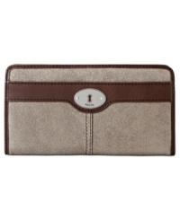 Make a move to metallic with this mod suede clutch from Fossil. Pocket-lined and perfectly sized to slip inside a handbag, it's a stylish way to stay organized. Make a move to metallic with this mod suede clutch from Fossil. Pocket-lined and perfectly sized to slip inside a handbag, it's a stylish way to stay organized.