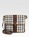 Classic flap messenger designed in iconic-checked cotton with leather trim.Flap, buckle closureAdjustable shoulder strapInterior zip pocketCotton14W x 13H x 4½DMade in Italy