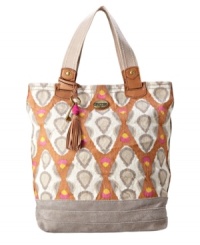 What's not to love about this laid-back vintage print tote from Fossil. Coated canvas, sturdy leather straps and spacious interior make it the perfect companion for weekend getaways or running errands around town. What's not to love about this laid-back vintage print tote from Fossil. Coated canvas, sturdy leather straps and spacious interior make it the perfect companion for weekend getaways or running errands around town.