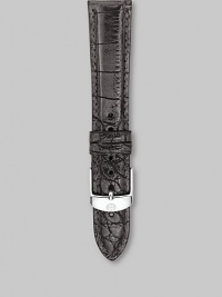 A beautifully textured leather design with a silvertone metal buckle. Fits 18mm Michele watchesImported A beautifully textured leather design with a silvertone metal buckle. Fits 18mm Michele watchesImported
