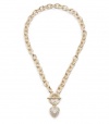 G by GUESS Short Necklace with Rhinestone Heart Tog, GOLD