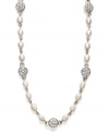 Embrace the rosary-style necklace trend with this elegant piece from Lauren by Ralph Lauren. Crafted in silver tone mixed metal with polished glass pearls and sparkling crystals. Approximate length: 18 inches.