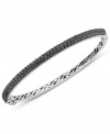 Slim, stackable style. Kaleidoscope's thin shimmering bangle makes a statement all its own, but can also be stacked with similar styles for a trendy layered look. Features round-cut black crystals with with Swarovski Elements. Set in sterling silver. Bracelet features a hinge clasp. Approximate diameter: 2-1/2 inches.