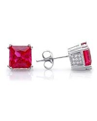 Cut in a graphic shape, Crislu's faceted ruby-colored earrings showcase the bold beauty of these gems. Wear these studs to give every look a flash of color. Cut in a graphic shape, Crislu's faceted ruby-colored earrings showcase the bold beauty of these gems. Wear these studs to give every look a flash of color.