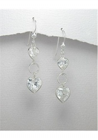 Heart CZ Earrings In Sterling Silver Heart CZ Earrings In Sterling Silver