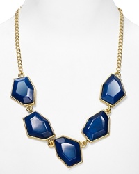 Kenneth Jay Lane is known for its overstated jewels, and this necklace works the look-at-me vibe with polished links and a colorful, stone bedecked focal point. Kenneth Jay Lane is known for its overstated jewels, and this necklace works the look-at-me vibe with polished links and a colorful, stone bedecked focal point.