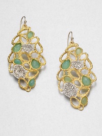 From the Elements Siyabona Collection. Swarovski crystals and pretty chalcedony embellish this petal-inspired goldtone and rhodium-plated design. Goldtone and rhodium-platedSwarovski crystalsChalcedonyDrop, about 2.6 adjustable14k gold filled French wire backMade in USA From the Elements Siyabona Collection. Swarovski crystals and pretty chalcedony embellish this petal-inspired goldtone and rhodium-plated design. Goldtone and rhodium-platedSwarovski crystalsChalcedonyDrop, about 2.6 adjustable14k gold filled French wire backMade in USA