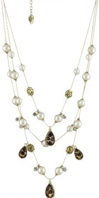 Betsey Johnson Multi-Row Crystal Leopard Teardrop Illusion Necklace Betsey Johnson Multi-Row Crystal Leopard Teardrop Illusion Necklace