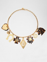 This whimsical design is a lucky bet with glossy resin and shiny metal charms on a link chain. 16k goldplatingResinLength, about 17Pendant size, about 2 eachLobster clasp closureImported This whimsical design is a lucky bet with glossy resin and shiny metal charms on a link chain. 16k goldplatingResinLength, about 17Pendant size, about 2 eachLobster clasp closureImported
