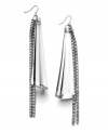 Style for the new millennium. Bar III epitomizes modernity with these lucite stone and chain drop earrings. Crafted in hematite tone mixed metal with acrylic accents. Approximate drop: 4-1/2 inches.