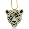Fabulous Antique Cheetah Head Swarovski Crystal Necklace