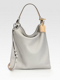 A folded construction in deer nappa leather creates a soft leather drape with the contrast of a hard handle and natural leather details.Top handle, 7 dropAdjustable shoulder strap, 23½-24½ dropTop zip closureOne inside zip pocketTwo inside open pocketsCotton lining14W X 15½H X ½D Imported A folded construction in deer nappa leather creates a soft leather drape with the contrast of a hard handle and natural leather details.Top handle, 7 dropAdjustable shoulder strap, 23½-24½ dropTop zip closureOne inside zip pocketTwo inside open pocketsCotton lining14W X 15½H X ½D Imported