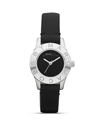 Perfect playful accessorizing with this watch from MARC BY MARC JACOBS. With a soft matte black leather band and logo-engraved bezel, this piece has style-setter written all over it. Perfect playful accessorizing with this watch from MARC BY MARC JACOBS. With a soft matte black leather band and logo-engraved bezel, this piece has style-setter written all over it.