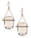 The epitome of sheer elegance. Kenneth Cole New York earrings feature smoky glass stone drops suspended from delicate chains. Setting crafted in worn gold tone mixed metal. Approximate drop: 1-1/2 inches.