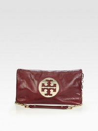 A sleek style in luxurious snake embossed leather with a prominent logo emblem.Detachable chain and snake embossed leather shoulder strap, 11½ dropMagnetic flap closureTwo inner zip compartmentsCotton lining12½W X 6½H X 1DImported A sleek style in luxurious snake embossed leather with a prominent logo emblem.Detachable chain and snake embossed leather shoulder strap, 11½ dropMagnetic flap closureTwo inner zip compartmentsCotton lining12½W X 6½H X 1DImported