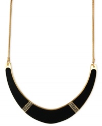Shine like a star at night with this half-moon frontal necklace from Kenneth Cole New York. Crafted from gold-tone mixed metal, the necklace features luminous black pave glass crystal accents. Approximate length: 16 inches + 3-inch extender. Approximate drop: 3 inches. Shine like a star at night with this half-moon frontal necklace from Kenneth Cole New York. Crafted from gold-tone mixed metal, the necklace features luminous black pave glass crystal accents. Approximate length: 16 inches + 3-inch extender. Approximate drop: 3 inches.