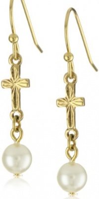 The Vatican Library Collection Cross and Pearl Drop Earrings The Vatican Library Collection Cross and Pearl Drop Earrings