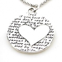 Kevin N Anna Studio Sterling Silver Pendant Necklace with Etched HEART Celebrates LOVE Kevin N Anna Studio Sterling Silver Pendant Necklace with Etched HEART Celebrates LOVE