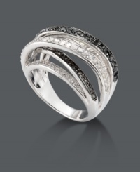 For style that's out of this world -- just add Victoria Townsend's sparkling orbital ring. Layers of round-cut white diamonds (1/4 ct. t.w.) and black diamonds (1/4 ct. t.w.) create a chic, contrasting palette of color for an eye-catching effect. Set in sterling silver. Size 7. For style that's out of this world -- just add Victoria Townsend's sparkling orbital ring. Layers of round-cut white diamonds (1/4 ct. t.w.) and black diamonds (1/4 ct. t.w.) create a chic, contrasting palette of color for an eye-catching effect. Set in sterling silver. Size 7.