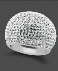 Add some disco-chic drama! Kaleidoscope's sparkling cocktail ring shines in white crystals with Swarovski Elements. Set in sterling silver. Size 7 and 8. Add some disco-chic drama! Kaleidoscope's sparkling cocktail ring shines in white crystals with Swarovski Elements. Set in sterling silver. Size 7 and 8.