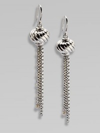 From the Midnight Pearl Collection. Lustrous freshwater pearls embellish this sterling silver, box chain tassel design. 2mm-2.5mm round freshwater pearlsSterling silver Length, about 2¼Hook backImported From the Midnight Pearl Collection. Lustrous freshwater pearls embellish this sterling silver, box chain tassel design. 2mm-2.5mm round freshwater pearlsSterling silver Length, about 2¼Hook backImported