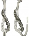 Judith Jack Status Links Sterling Silver, Marcasite and Crystal Knot Hoop Earrings