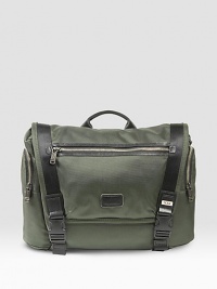 A versatile style ideal for business or everyday use in unstructured, high-performance ballistic nylon. Top handle Adjustable, detachable shoulder strap Flap/zip closure Front and back zip pockets Side zip water bottle pockets Interior zip, slip pockets 15W X 12H X 4D Imported A versatile style ideal for business or everyday use in unstructured, high-performance ballistic nylon. Top handle Adjustable, detachable shoulder strap Flap/zip closure Front and back zip pockets Side zip water bottle pockets Interior zip, slip pockets 15W X 12H X 4D Imported