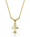 Perfect purity. A beautiful white crystal briolette bead showcases a cross on this drop necklace from Vatican. Crafted in gold tone mixed metal. Approximate length: 16 inches + 3-inch extender. Approximate drop: 3/4 inches.