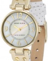 Anne Klein Women's 10/9888MPWT Leather Gold-Tone White Leather Strap Watch