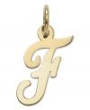 The perfect gift for Francine. This polished F initial charm features a pretty, small script design in 14k gold. Chain not included. Approximate length: 7/10 inch. Approximate width: 3/10 inch.
