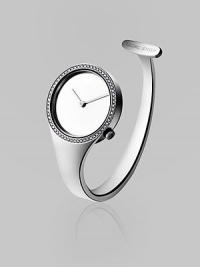 From the Vivianna Collection. This modern, surrealist open-bangle design of stainless steel is crowned with a diamond bezel.Quartz movement Water-resistant to 6 ATM Stainless steel case, 27mm (1.06) Diamond bezel, 0.29 tcw Silver mirror dial Made in Switzerland