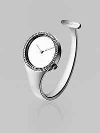 From the Vivianna Collection. This modern, surrealist open-bangle design of stainless steel is crowned with a diamond bezel.Quartz movement Water-resistant to 6 ATM Stainless steel case, 27mm (1.06) Diamond bezel, 0.29 tcw Silver mirror dial Made in Switzerland From the Vivianna Collection. This modern, surrealist open-bangle design of stainless steel is crowned with a diamond bezel.Quartz movement Water-resistant to 6 ATM Stainless steel case, 27mm (1.06) Diamond bezel, 0.29 tcw Silver mirror dial Made in Switzerland