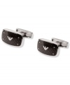 Dress up your favorite suit with these handsome stainless steel cuff links from Emporio Armani. Features a black carbon fiber accent with eagle logo. Approximate length: 3/8 x 3/4 inch.