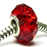 Sterling Silver Birthstone Red Crystal European Bead Charm January Sterling Silver Birthstone Red Crystal European Bead Charm January