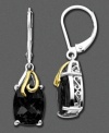 Gilded with elegant scrolls in 14k gold and sterling silver, these onyx earrings make a dramatic impression. Approximate drop: 1-1/4 inches.