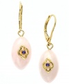 Love cool colors? Lauren by Ralph Lauren's sweetly shimmering pastel earrings are perfect for you. Crafted in gold tone mixed metal, earrings feature semi-precious rose quartz navette drops and sparkling resin details. Approximate drop: 3/4 inch.
