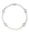 THE LOOKSignature collection7mm white oval pearlsSwirl linksSingle strand silhouetteS hook with latch closure THE MEASUREMENTLength, about 18ORIGINMade in USA