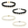 14k White or Yellow Gold 7-7.5mm White or Black Akoya Cultured Pearl Bracelet